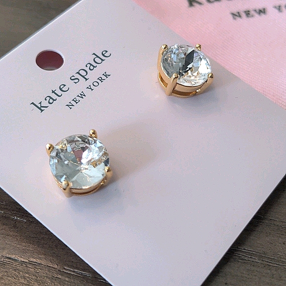 NEW Kate Spade Gumdrop Stud Earrings in Clear/Gold - Picture 8 of 8
